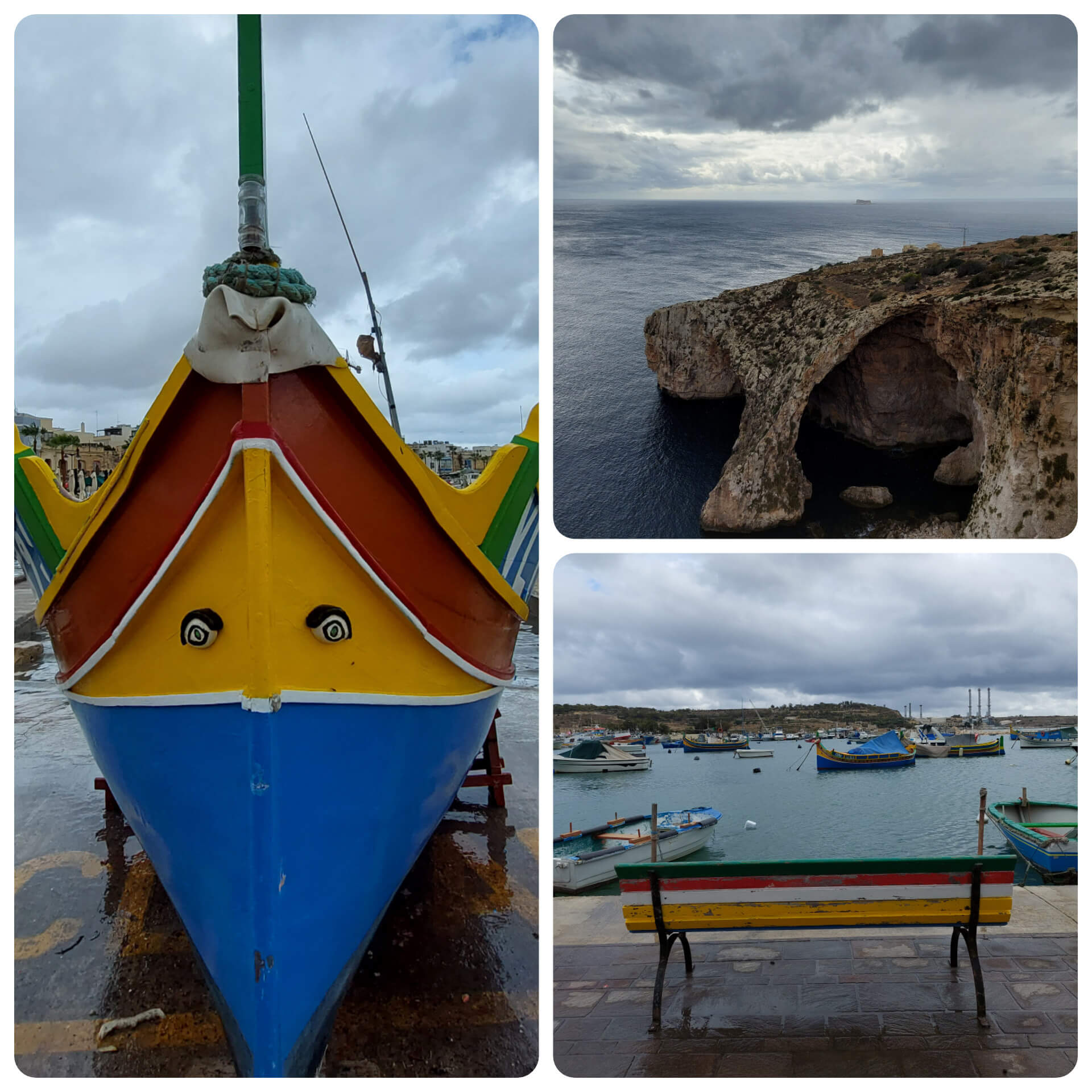 A vila dos barcos com olhos e a mais bonita gruta de Malta
